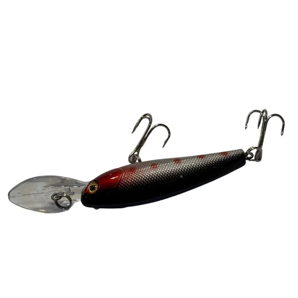 Deep Diver Minnow Fishing Lure Red Head Silver Scale Crankbait 3.5 Inch